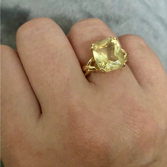 Vintage Deco Retro Style 14k Yellow Gold Citrine Knot Band Ring - Picture 2 of 3